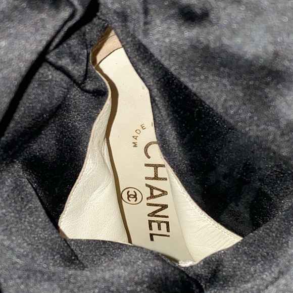 Chanel CC Crystal Embellished Black Leather Wedge Heel Calf Boots - Picture 12 of 12